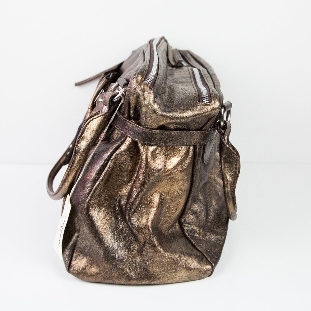 Cavalcanti Bronze Leather Satchel Handbag - Picture 4 of 8